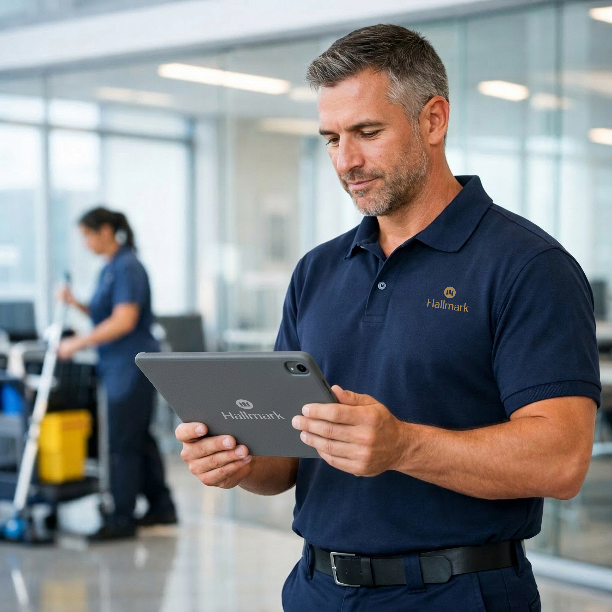 Hallmark technician with tablet